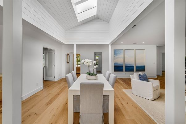 Dining room, Interior, Recessed Lighting, Water, Wood Texture Flooring