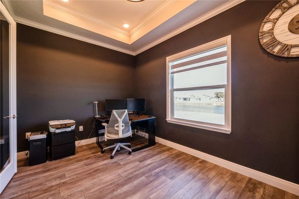 Home Office, Interior, Recessed Lighting, Wood Texture Flooring