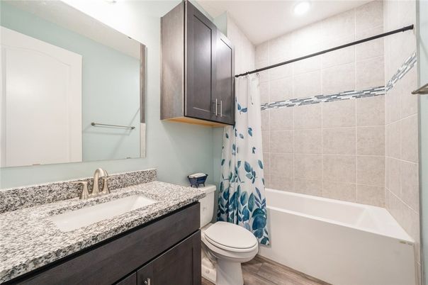 Bathroom, Interior, Recessed Lighting, Wood Texture Flooring