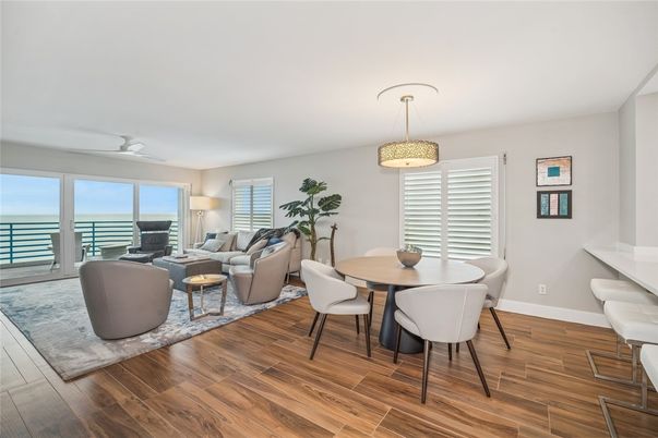 Dining room, Interior, Living room, Pendant Lights, Wood Texture Flooring