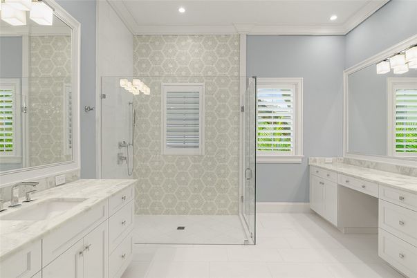 Bathroom, Glass Shower, Interior, Recessed Lighting