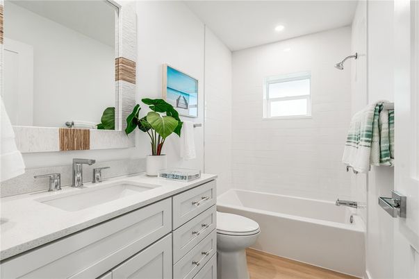 Bathroom, Interior, Recessed Lighting, Wood Texture Flooring