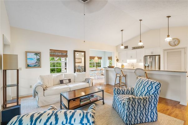 Interior, Kitchen, Living room, Pendant Lights, Stainless Steel Appliances, Wood Texture Flooring