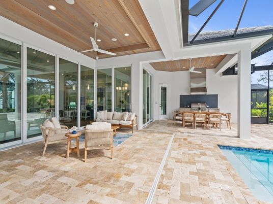 Dining room, Glass Ceilings, Interior, Living room, Pool, Recessed Lighting, Sun Room, Wooden Ceilings