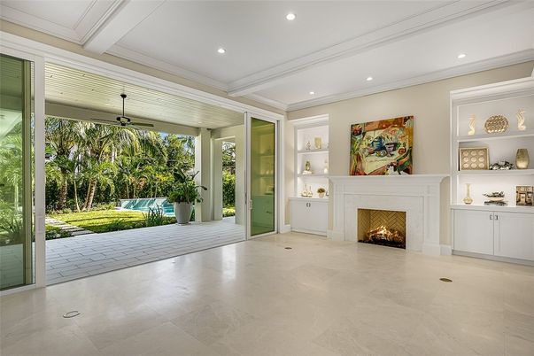 Empty room, Fireplace, Interior, Recessed Lighting