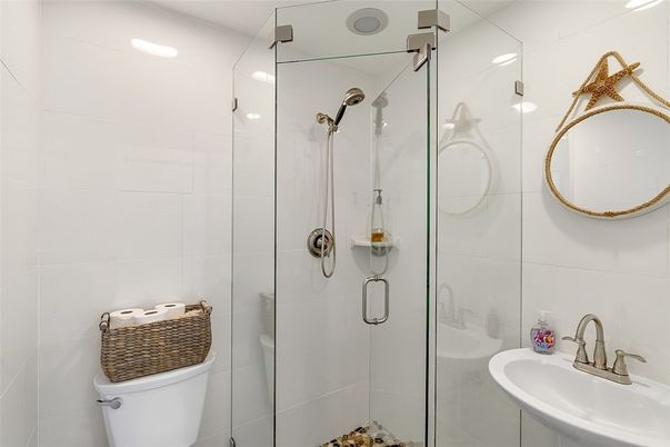 Bathroom, Glass Shower, Interior, Recessed Lighting