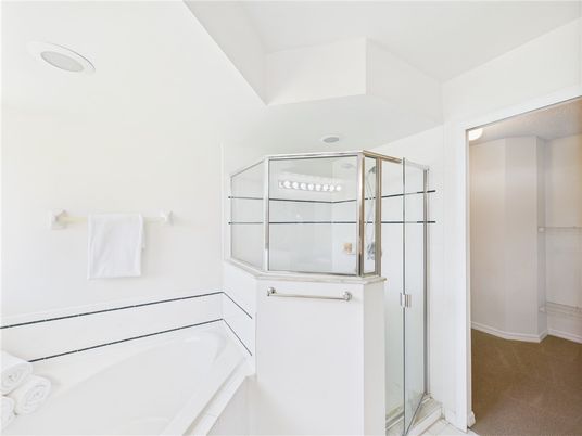 Bathroom, Glass Shower, Interior, Recessed Lighting