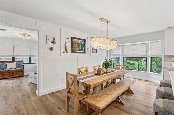 Chandelier, Dining room, Interior, Wood Texture Flooring