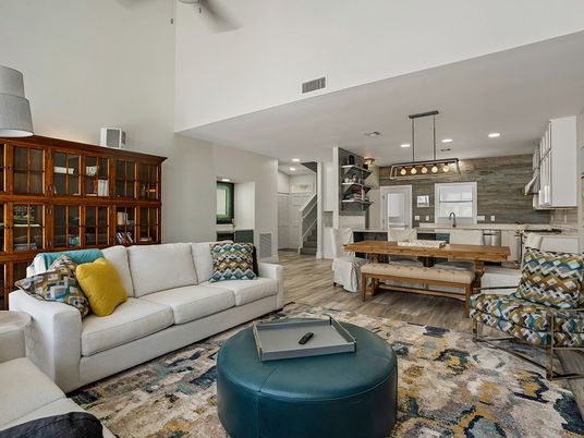 Dining room, Interior, Kitchen, Living room, Pendant Lights, Recessed Lighting, Wood Texture Flooring