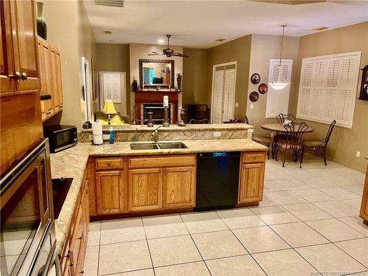 Dining room, Fireplace, Interior, Kitchen, Pendant Lights