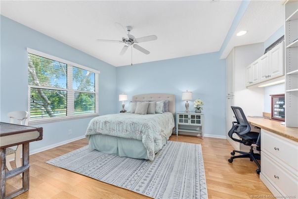 Bedroom, Home Office, Interior, Recessed Lighting, Wood Texture Flooring