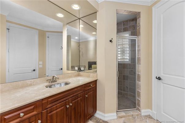 Bathroom, Glass Shower, Interior, Recessed Lighting