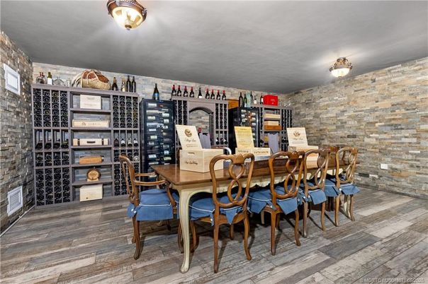 Dining room, Interior, Stone Walls, Wood Texture Flooring