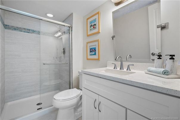 Bathroom, Glass Shower, Interior, Recessed Lighting