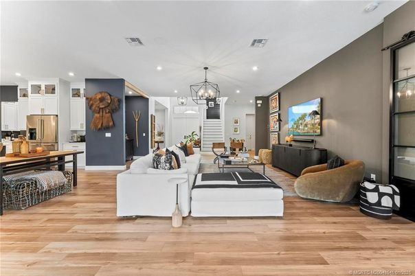 Dining room, Interior, Kitchen, Living room, Pendant Lights, Recessed Lighting, Wood Texture Flooring