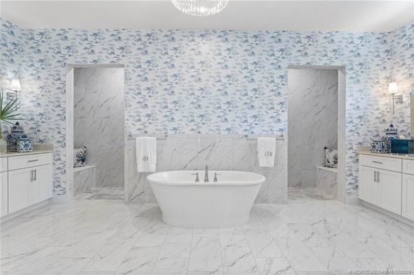 Bathroom, Free Standing Baths, Interior, Marble, Marble Walls
