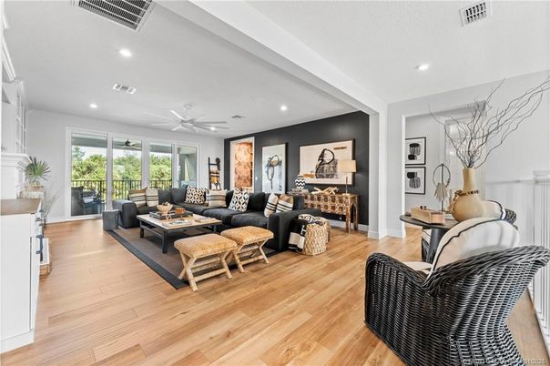 Interior, Living room, Recessed Lighting, Wood Texture Flooring