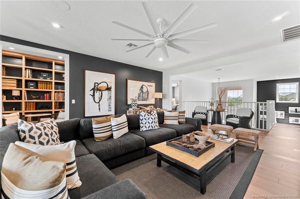 Interior, Living room, Pendant Lights, Recessed Lighting, Wood Texture Flooring