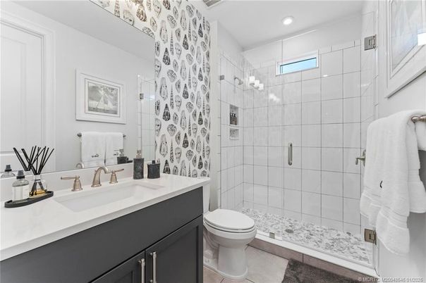 Bathroom, Glass Shower, Interior, Recessed Lighting