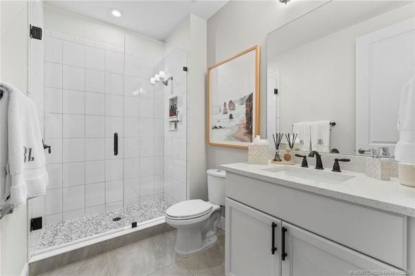 Bathroom, Glass Shower, Interior, Recessed Lighting