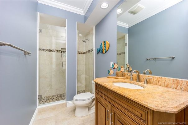Bathroom, Glass Shower, Interior, Recessed Lighting