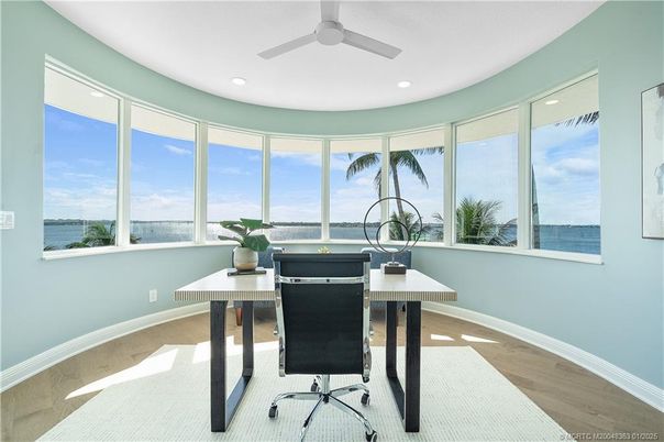 Home Office, Interior, Recessed Lighting, Water, Wood Texture Flooring