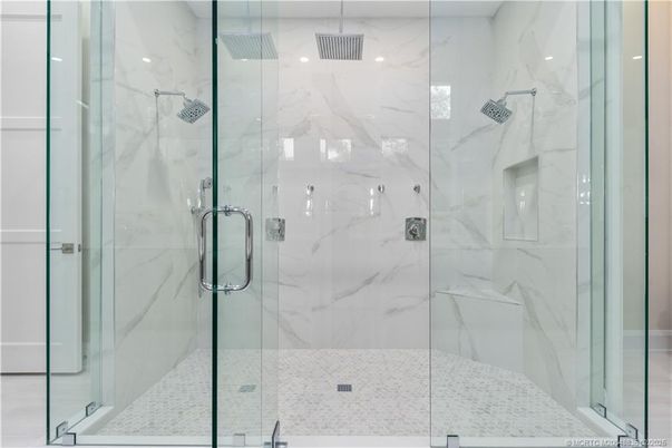 Bathroom, Glass Shower, Interior, Marble Walls