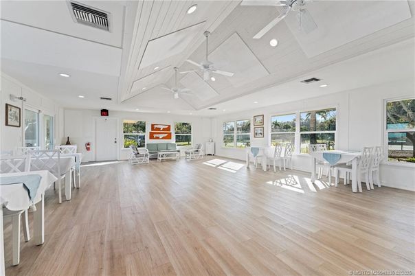 Dining room, Interior, Recessed Lighting, Wood Texture Flooring