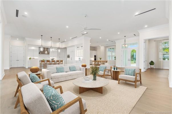 Interior, Kitchen, Living room, Pendant Lights, Recessed Lighting, Wood Texture Flooring