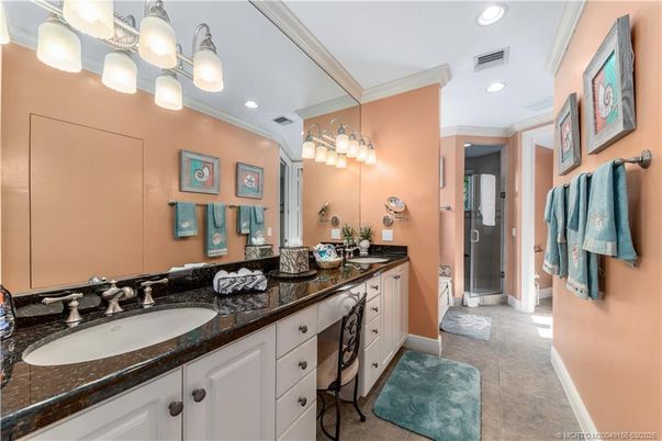 Bathroom, Dual Sink Vanities, Glass Shower, Interior, Recessed Lighting