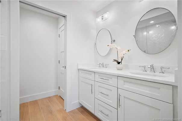 Bathroom, Dual Sink Vanities, Interior, Wood Texture Flooring