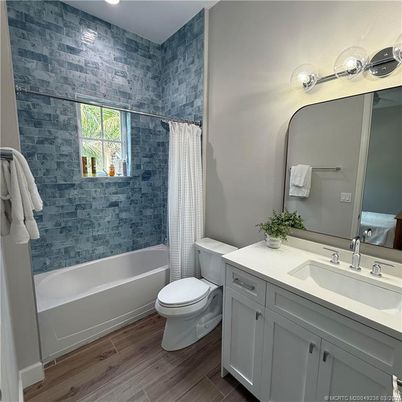 Bathroom, Interior, Recessed Lighting, Wood Texture Flooring