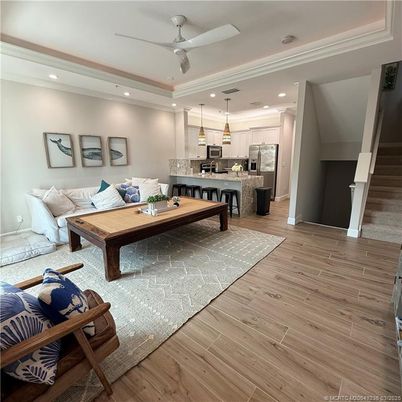 Interior, Kitchen, Living room, Pendant Lights, Recessed Lighting, Stainless Steel Appliances, Wood Texture Flooring