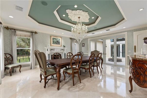 Chandelier, Dining room, Interior, Recessed Lighting