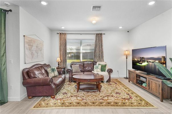 Interior, Living room, Recessed Lighting, Wood Texture Flooring