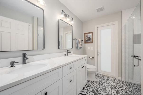 Bathroom, Dual Sink Vanities, Glass Shower, Interior