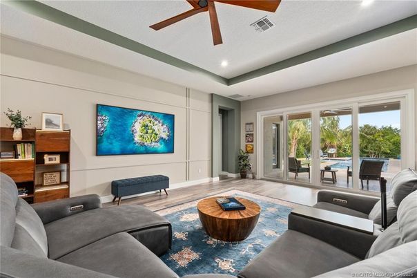 Interior, Living room, Recessed Lighting, Wood Texture Flooring