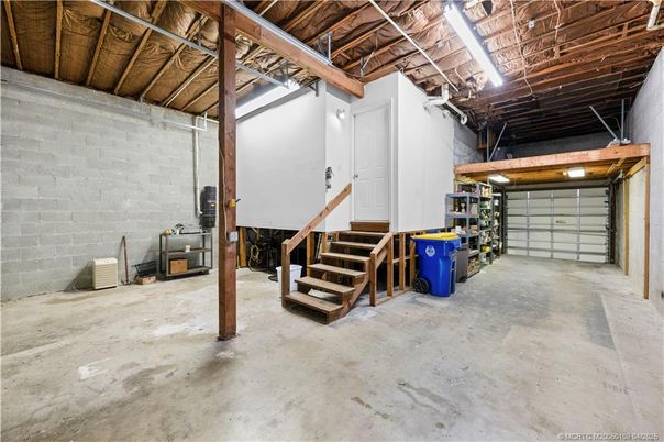 Garage, Interior, Stone Walls, Wooden Beams