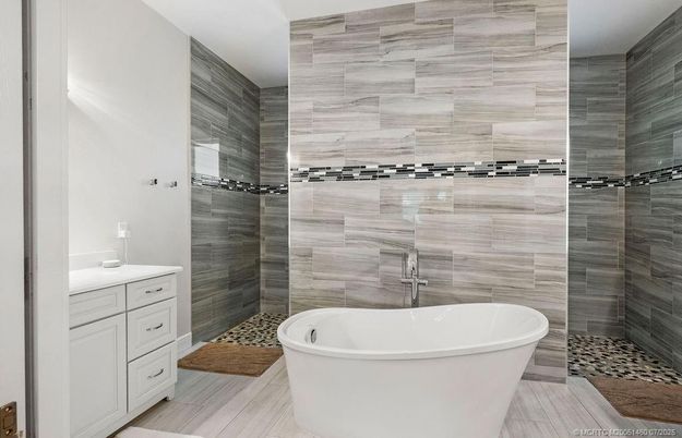 Bathroom, Free Standing Baths, Interior, Wood Texture Flooring