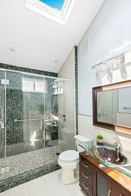 Bathroom, Glass Shower, Interior, Recessed Lighting