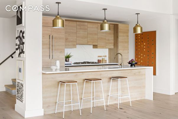 Interior, Kitchen, Pendant Lights, Stainless Steel Appliances, Wood Texture Flooring