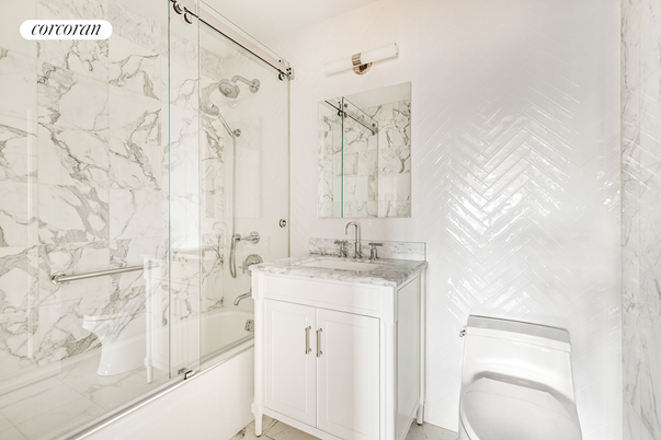 Bathroom, Glass Shower, Interior, Marble Walls