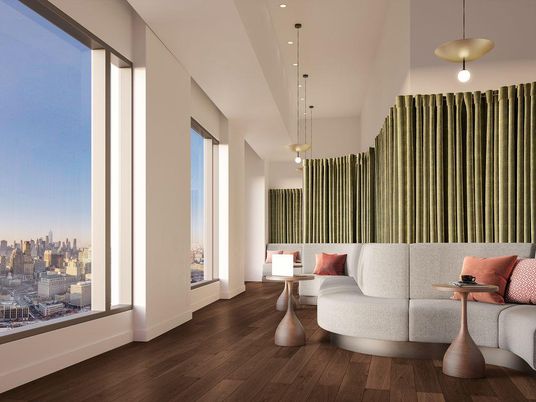 Interior, Living room, Pendant Lights, Recessed Lighting, Wood Texture Flooring