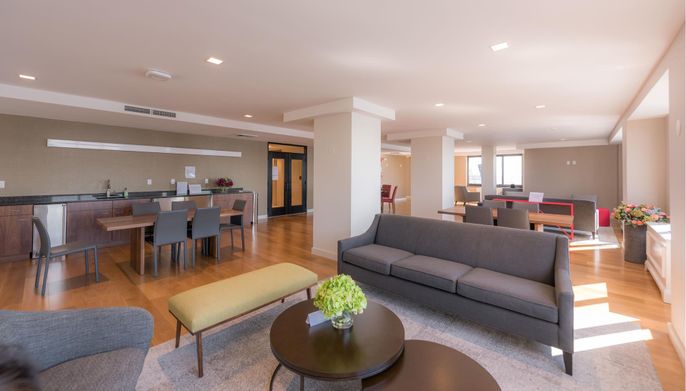 Dining room, Interior, Living room, Recessed Lighting, Wood Texture Flooring