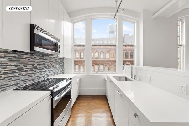Interior, Kitchen, Pendant Lights, Stainless Steel Appliances, Wood Texture Flooring