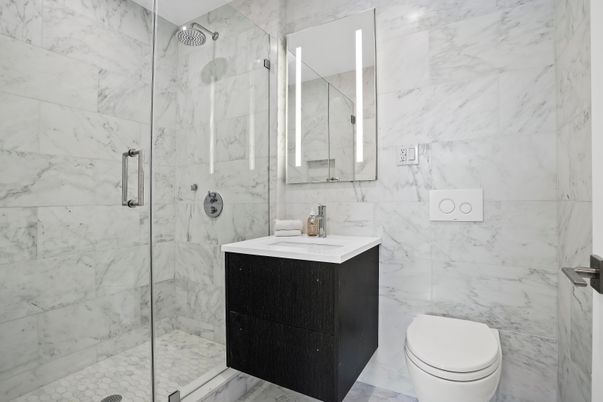 Bathroom, Glass Shower, Interior, Marble Walls