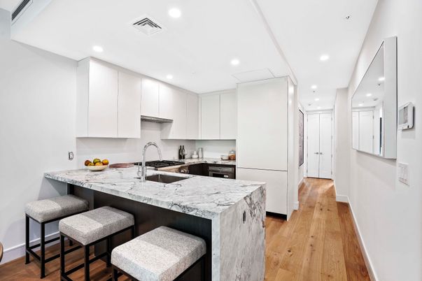 Interior, Kitchen, Recessed Lighting, Wood Texture Flooring