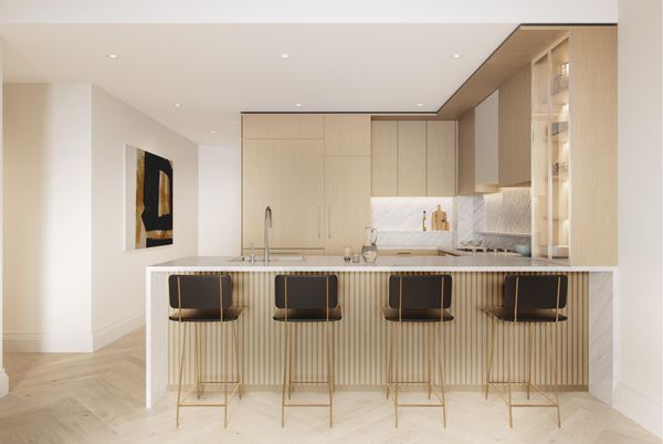 Interior, Kitchen, Recessed Lighting, Wood Texture Flooring