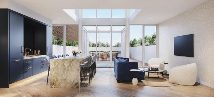 Interior, Living room, Recessed Lighting, Wood Texture Flooring