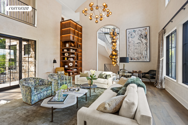 Interior, Living room, Pendant Lights, Wood Texture Flooring